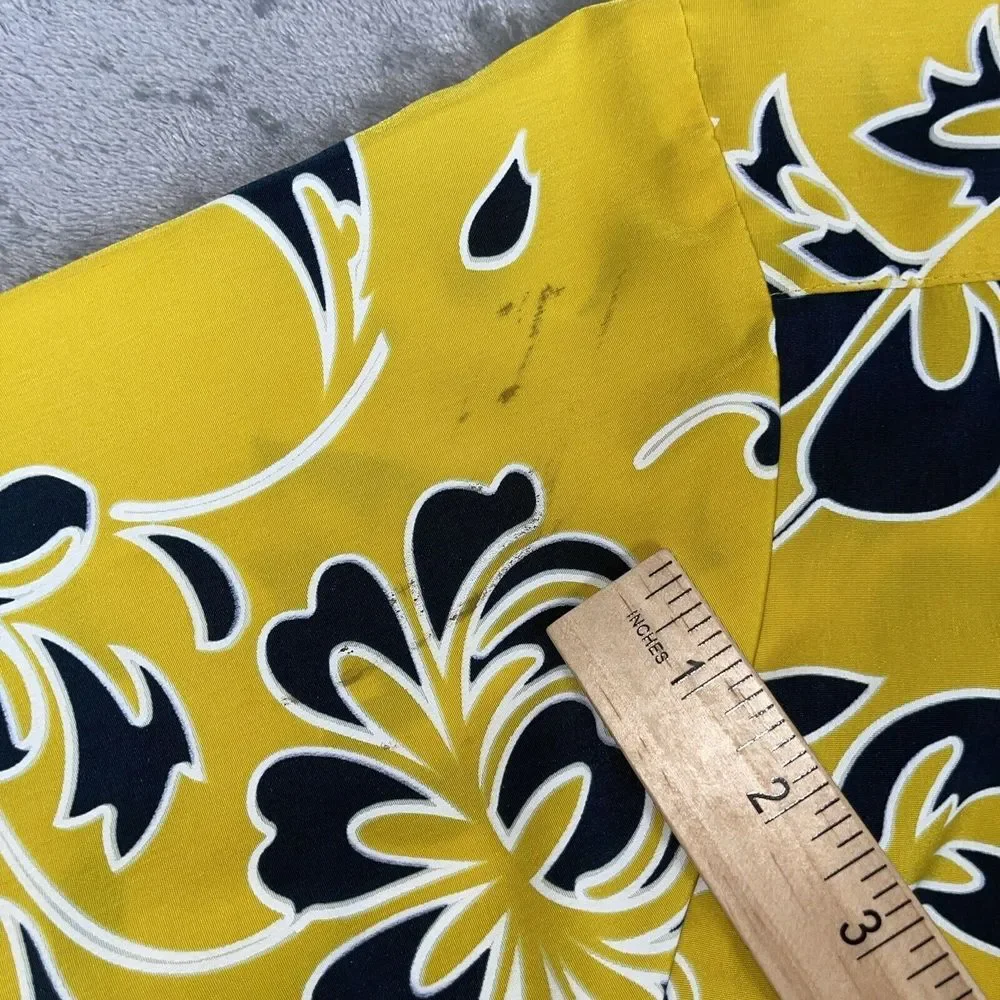 Kennington LTD Mens XL Hawaiian Shirt Yellow/Blue Tropical Floral Vacation *read